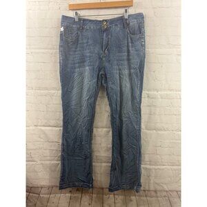 Unbranded Jeans Womens Size XL Blue Straight Leg American Flag Thin High Waisted